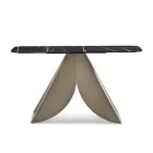 Masă consolă Cristina din metal cu blat ceramic cu efect de marmură pentru sufragerie Viadurini