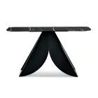 Masă consolă Cristina din metal cu blat ceramic cu efect de marmură pentru sufragerie Viadurini