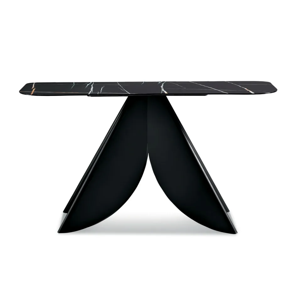 Masă consolă Cristina din metal cu blat ceramic cu efect de marmură pentru sufragerie Viadurini