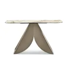 Masă consolă Cristina din metal cu blat ceramic cu efect de marmură pentru sufragerie Viadurini