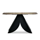 Masă consolă pentru living din metal cu blat din sticlă argintie ciocănită - Cristina Viadurini