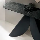 Masă consolă pentru living din metal cu blat din sticlă argintie ciocănită - Cristina Viadurini