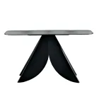 Masă consolă pentru living din metal cu blat din sticlă argintie ciocănită - Cristina Viadurini