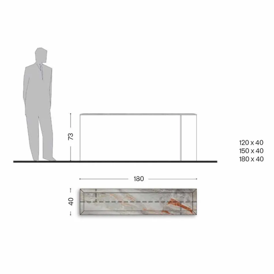 Consolă de design cu blat din marmură și bază din sticlă Made in Italy - Molino Viadurini