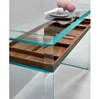 Consola de design în sticlă extra-transparentă cu tavă Made in Italy - Imperative Viadurini