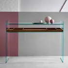 Consola de design în sticlă extra-transparentă cu tavă Made in Italy - Imperative Viadurini