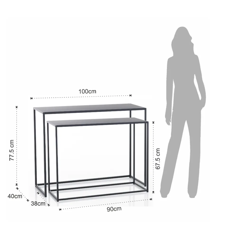 Consolă dublă din oțel antracit - osmiu Viadurini