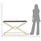 Consolă de aur cu structură metalică și top din sticlă neagră - Eritreea Viadurini