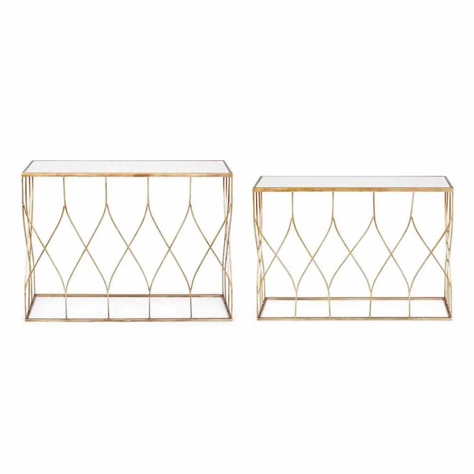 Consolă elegantă din oțel și sticlă cu design modern și glamour 2 piese - Irene Viadurini