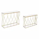 Consolă elegantă din oțel și sticlă cu design modern și glamour 2 piese - Irene Viadurini