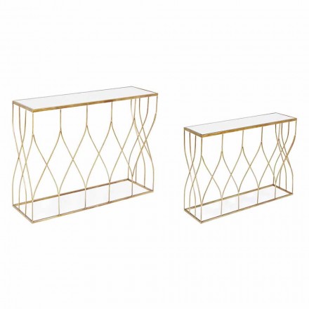 Consolă elegantă din oțel și sticlă cu design modern și glamour 2 piese - Irene Viadurini