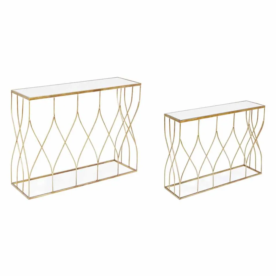 Consolă elegantă din oțel și sticlă cu design modern și glamour 2 piese - Irene Viadurini