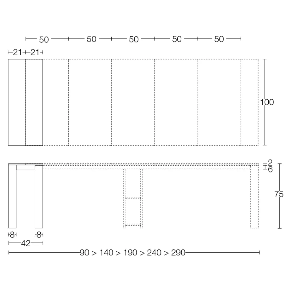Consola de exterior extensibila cu baza metalica si top Hpl - Aghetto Viadurini