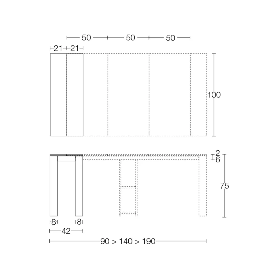 Consola de exterior extensibila cu baza metalica si top Hpl - Aghetto Viadurini