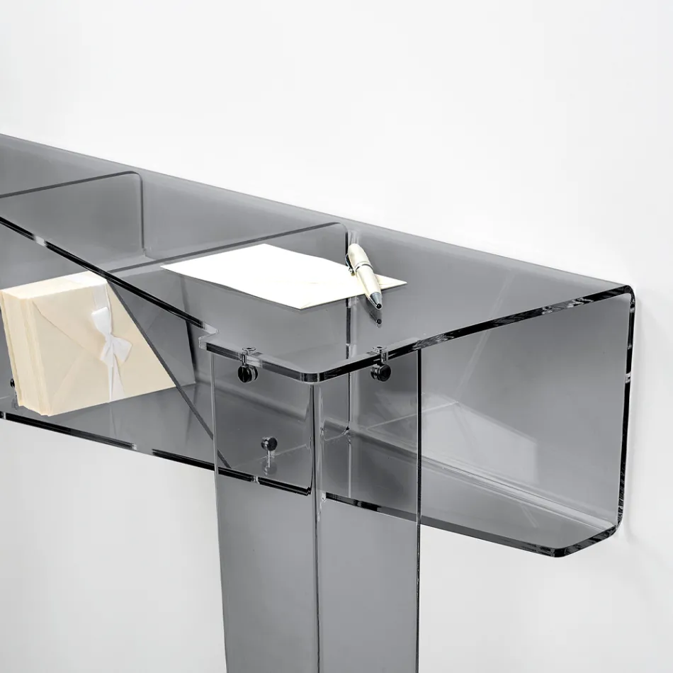 Consolă fixă cu 4 compartimente de depozitare a obiectelor din PMMA Made in Italy - Aladdin Viadurini