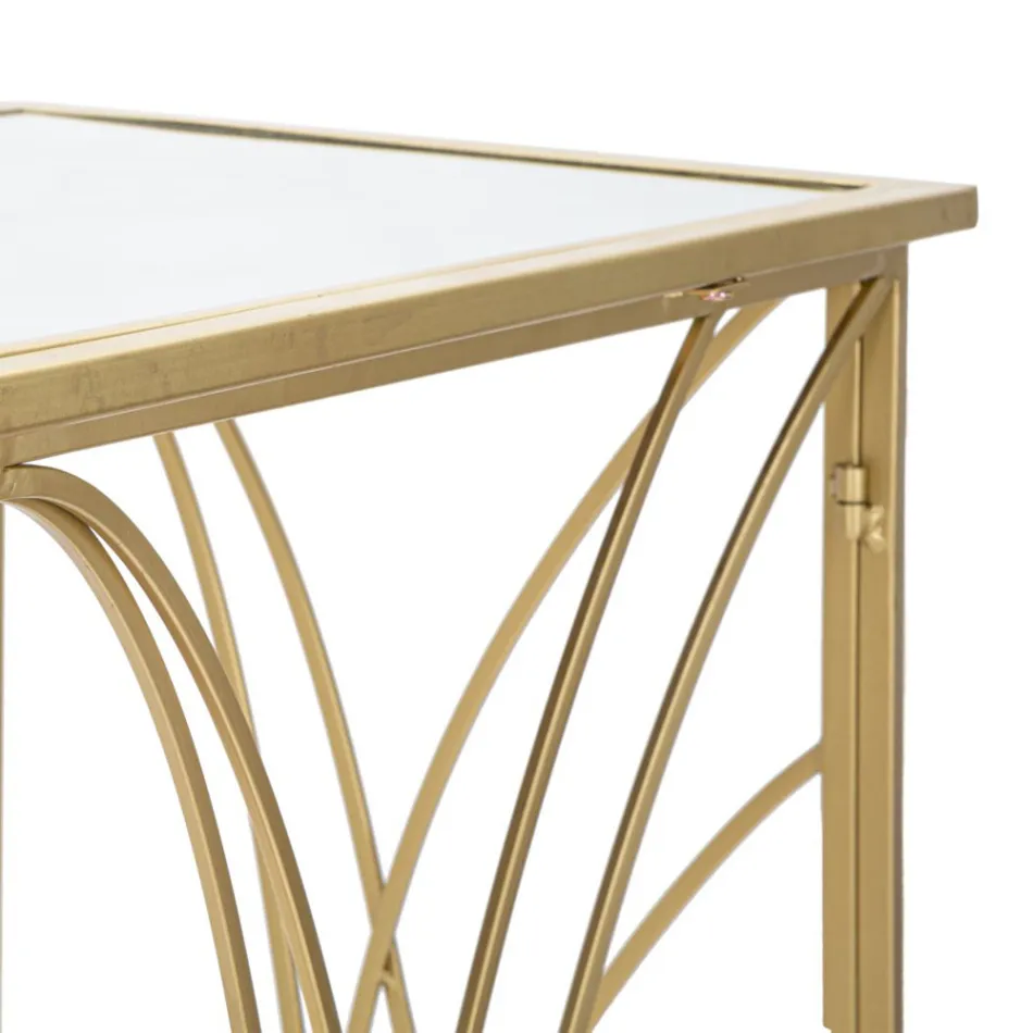 Consolă fixă de intrare în fier de aur cu oglindă - Emilia Viadurini