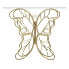 Consolă din fier finit auriu cu blat din sticlă transparentă - Farella Viadurini