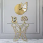 Consolă din fier finit auriu cu blat din sticlă transparentă - Farella Viadurini