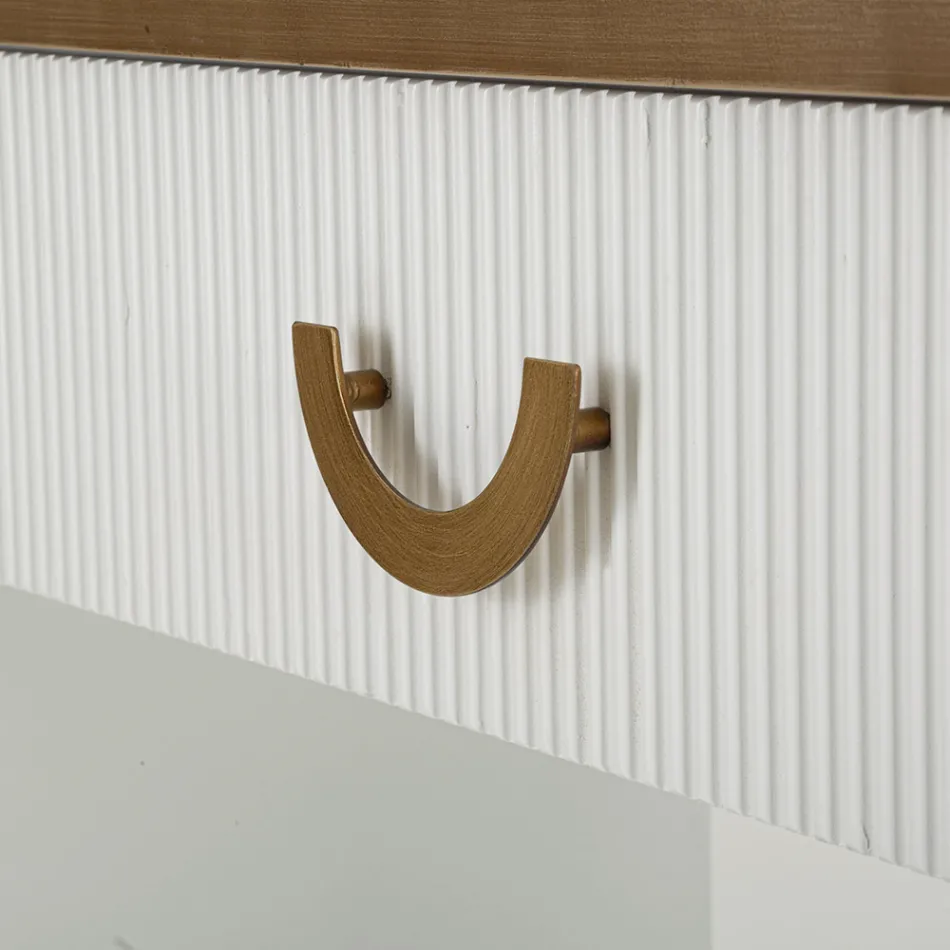 Consolă din lemn cu blat și inserții cu design rotunjit și sertar - Rachel Viadurini