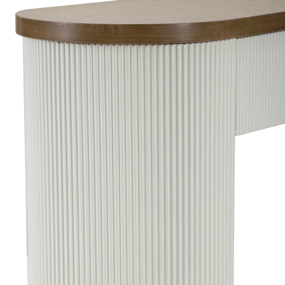 Consolă din lemn cu blat și inserții cu design rotunjit și sertar - Rachel Viadurini