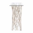 Consolă din lemn de tec albit și blat din sticlă de design de lux - Francesca Viadurini