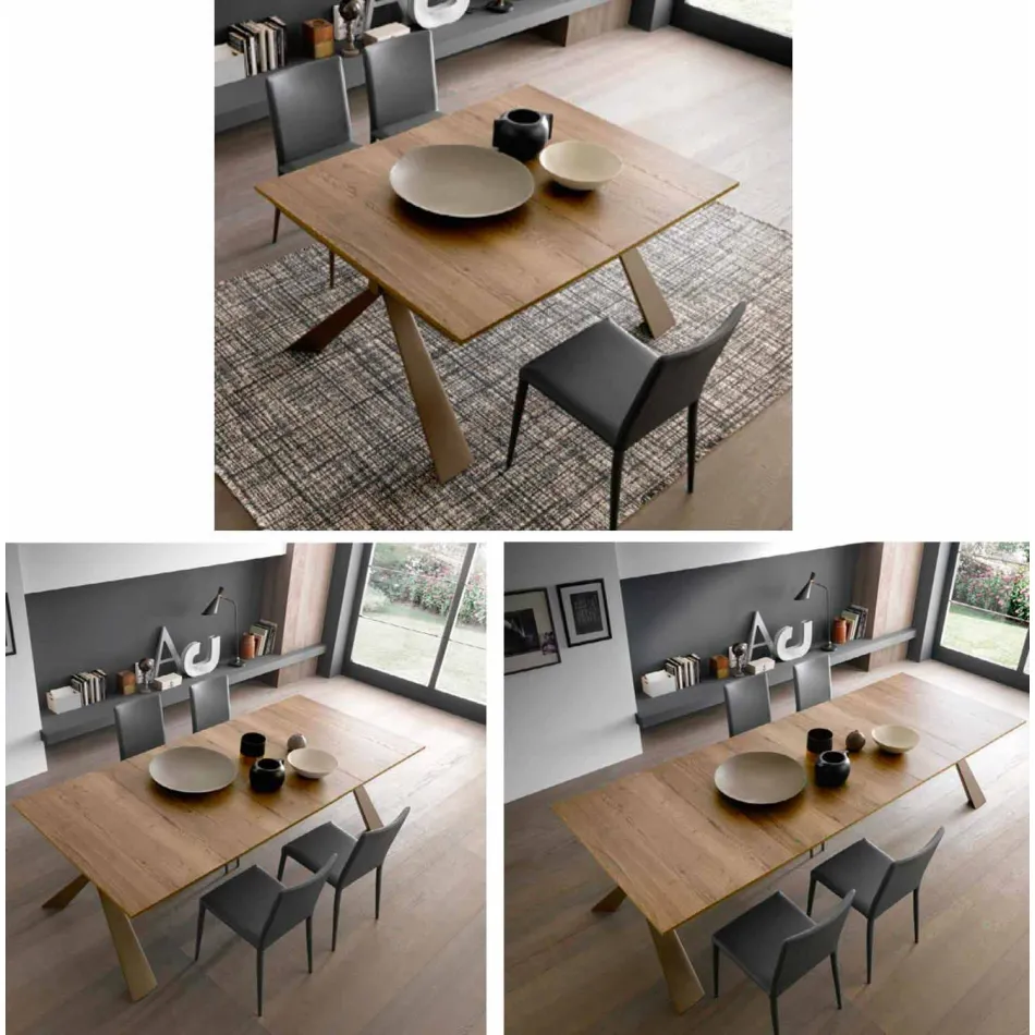 Consolă din lemn și metal extensibilă Până la 295 cm Made in Italy - Timedio Viadurini