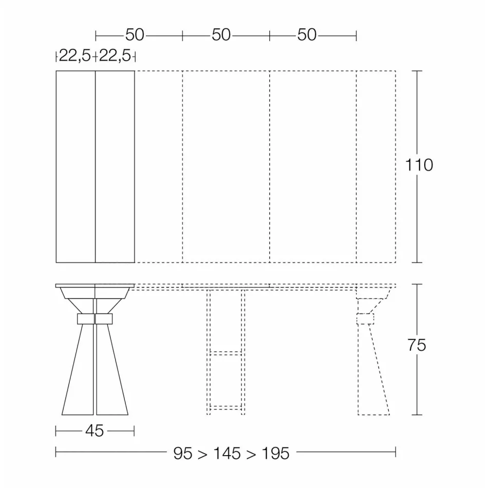 Consolă din lemn și metal extensibilă Până la 295 cm Made in Italy - Timedio Viadurini