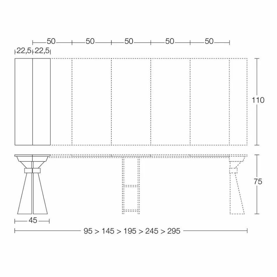 Consolă din lemn și metal extensibilă Până la 295 cm Made in Italy - Timedio Viadurini