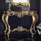Masă consolă din lemn în stil clasic cu detalii în frunze, fabricată în Italia, Andrea Viadurini