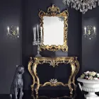 Masă consolă din lemn în stil clasic cu detalii în frunze, fabricată în Italia, Andrea Viadurini