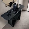 Masă consolă metalică Concordia cu blat ceramic cu efect de marmură, fabricată în Italia