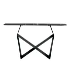 Masă consolă metalică Concordia cu blat ceramic cu efect de marmură, fabricată în Italia Viadurini