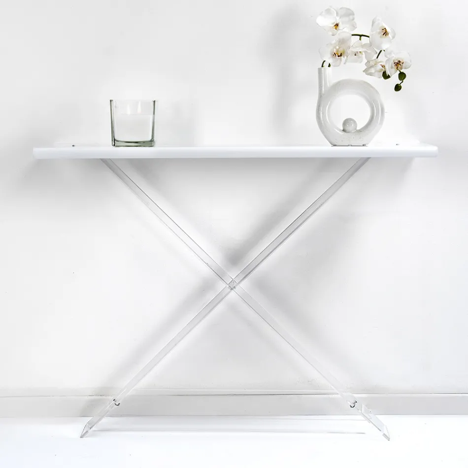 Consolă din plexiglas pentru intrare sau living, fabricată în Italia - Tennessee Viadurini