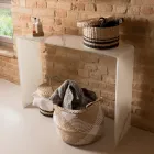 Masă consolă din sticlă curbată securizată de 10 mm cu efect de marmură - Agordo Viadurini