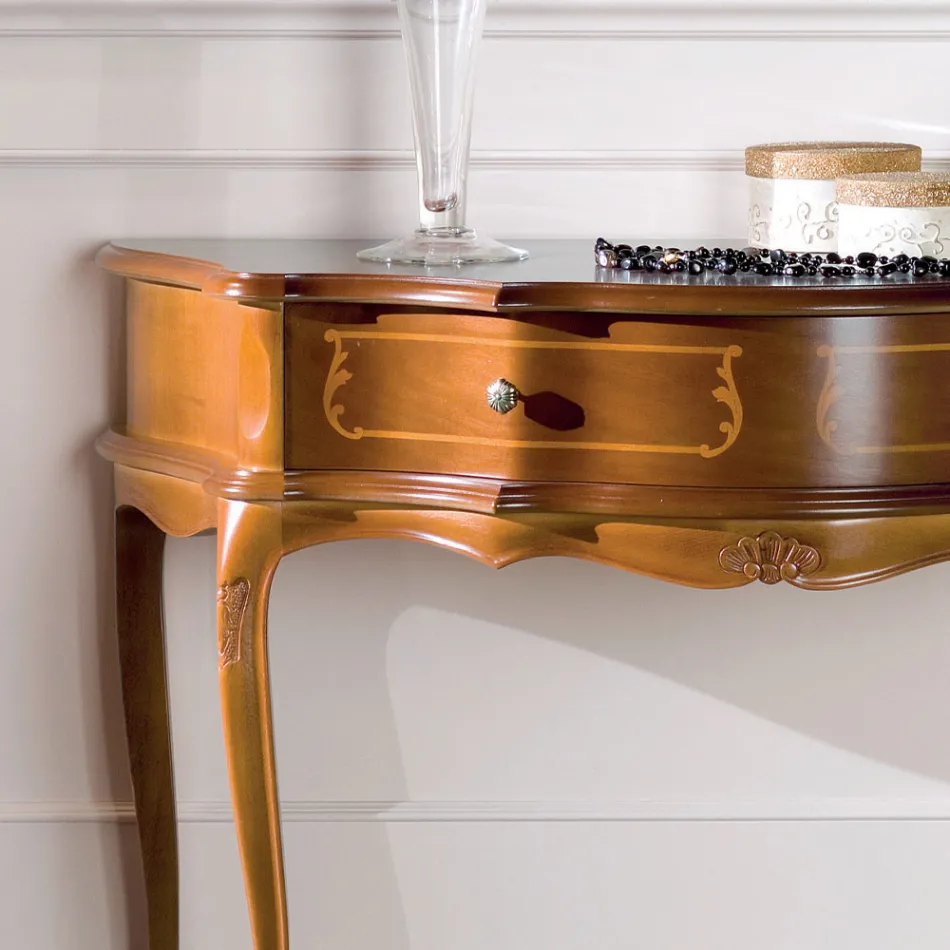 Consola de intrare clasica din lemn cu 1 sertar Made in Italy - Leonor Viadurini