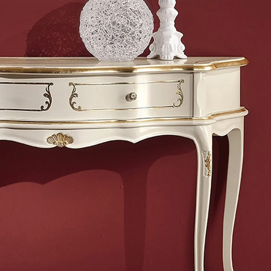 Consola de intrare clasica din lemn cu 1 sertar Made in Italy - Leonor Viadurini