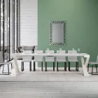 Consolă modernă extensibilă la 300 cm cu cadru alb Made in Italy - Oglindă Viadurini