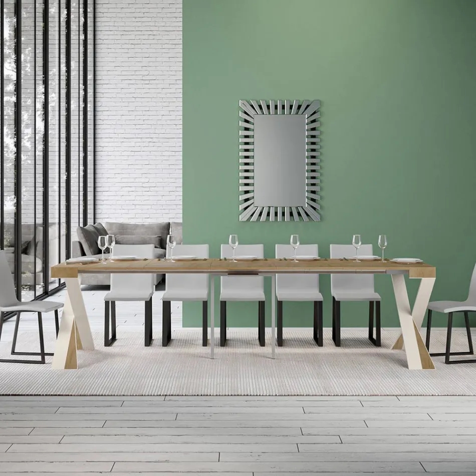 Consolă modernă extensibilă la 300 cm cu cadru alb Made in Italy - Oglindă Viadurini