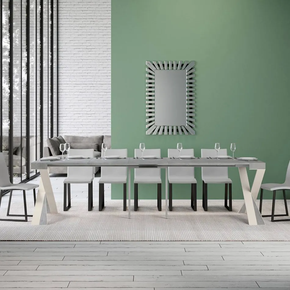 Consolă modernă extensibilă la 300 cm cu cadru alb Made in Italy - Oglindă Viadurini