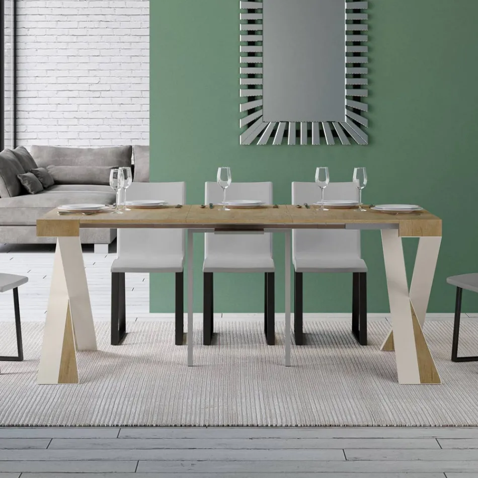 Consolă modernă extensibilă la 300 cm cu cadru alb Made in Italy - Oglindă Viadurini