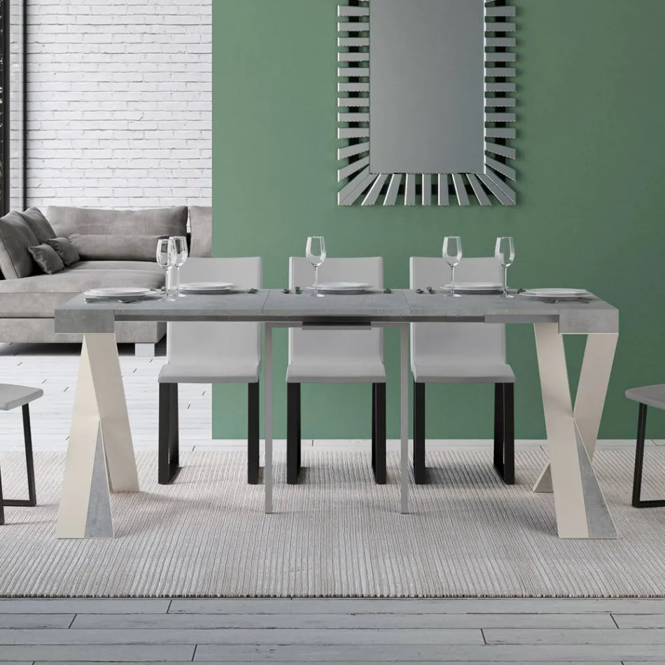 Consolă modernă extensibilă la 300 cm cu cadru alb Made in Italy - Oglindă Viadurini