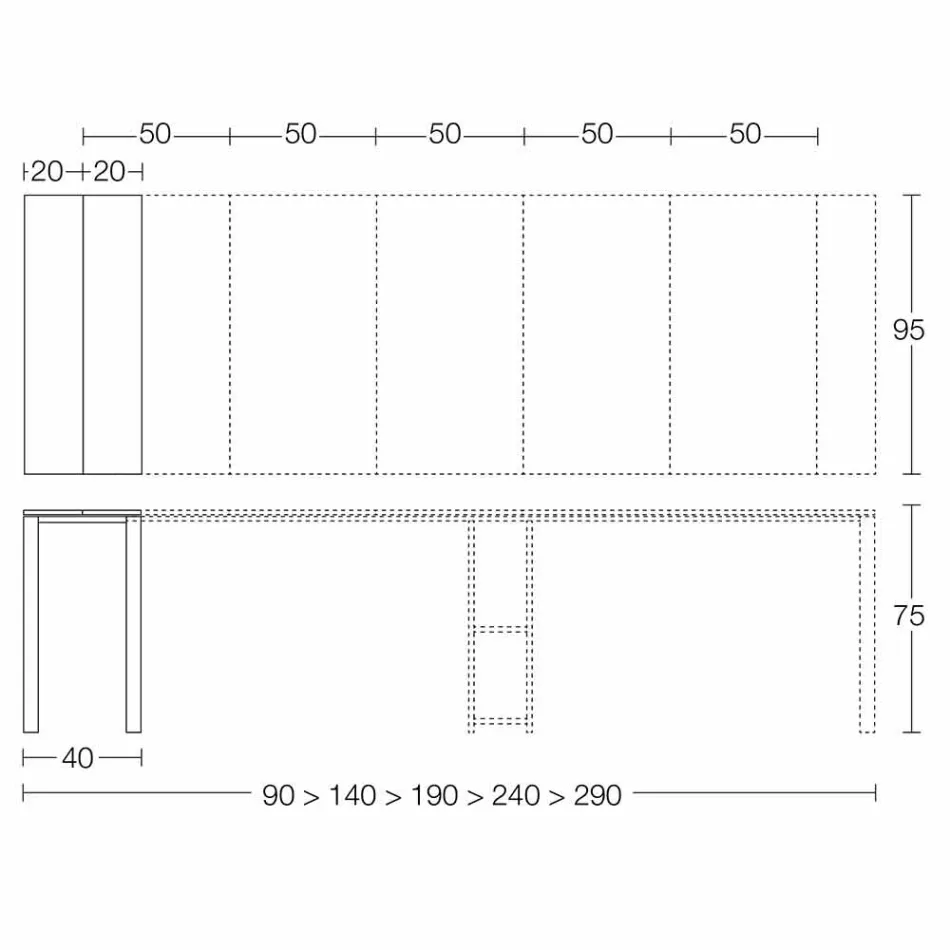 Consolă modernă extensibilă din lemn de stejar și metal fabricat în Italia - Nappo Viadurini
