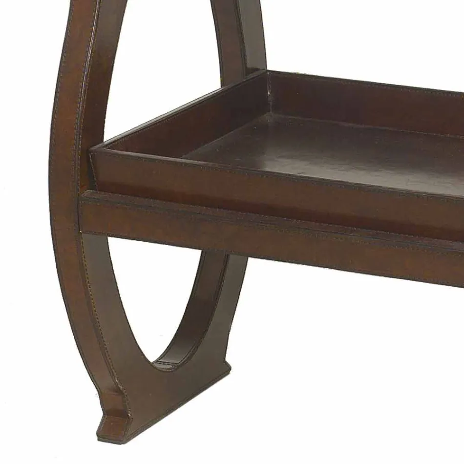 consola modernă cu tava Walter în geaca de piele maro Viadurini