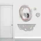 Consola de design modern din nisip și lemn bej pentru montare pe perete - Orbită Viadurini