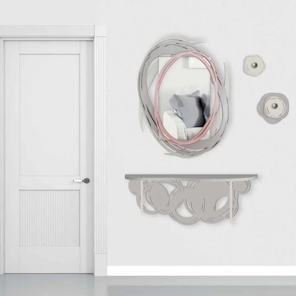 Consola de design modern din nisip și lemn bej pentru montare pe perete - Orbită Viadurini