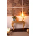 Consola modernă din fier sau argint cu frunze de fier făcut în Italia - Daledale Viadurini