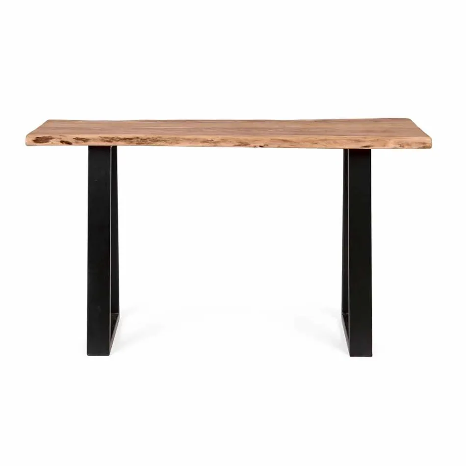 Consolă modernă în lemn de salcâm și oțel Design Homemotion - Teresanna Viadurini