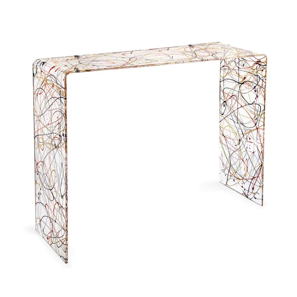 Masă consolă modernă din plexiglas transparent sau multicolor, fabricată în Italia - Emy Viadurini
