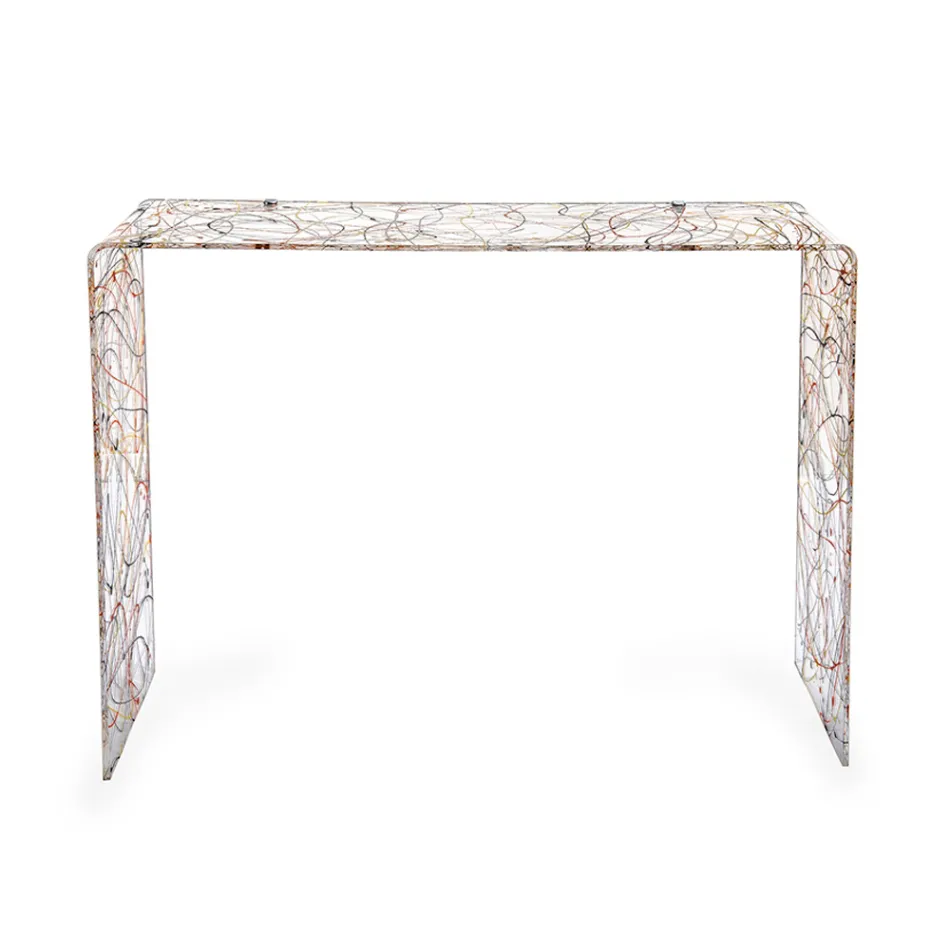 Masă consolă modernă din plexiglas transparent sau multicolor, fabricată în Italia - Emy Viadurini