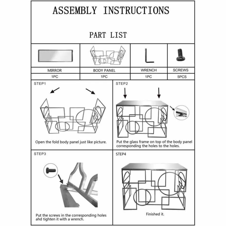 Consolă dreptunghiulară modernă din fier și oglindă - Billie Viadurini